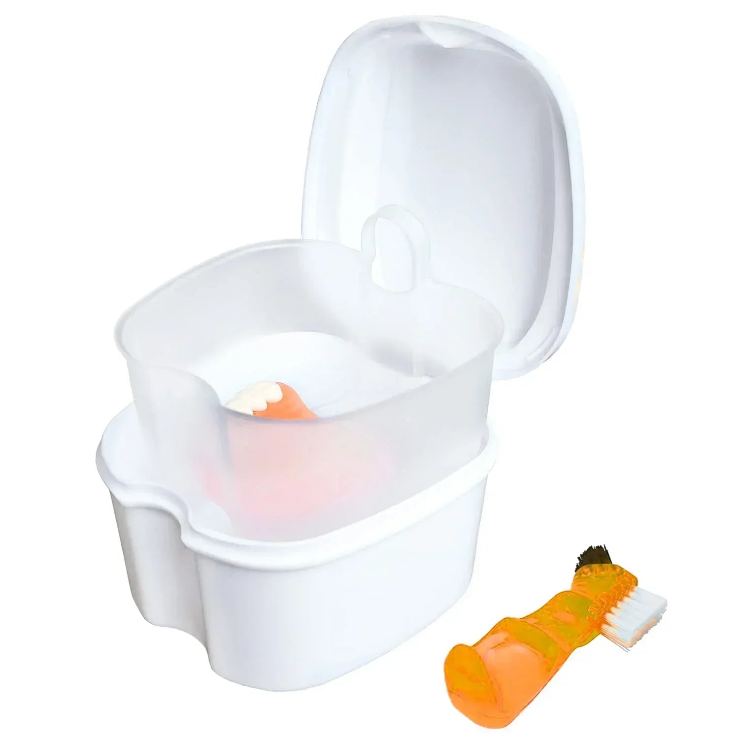 Denture Storage Box Case Denture Brush Set Dental Retainer False Teeth with Strainer denture cups soaking dentures Case