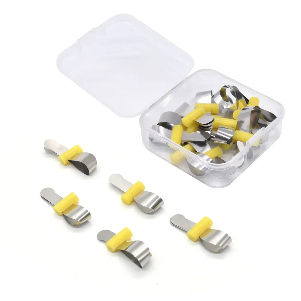 20pcs Dental Forming Sheet Orthodontic Sectional Contoured Metal Matrice Dentistry Matrix Bands Retainerless Automatrix Locker