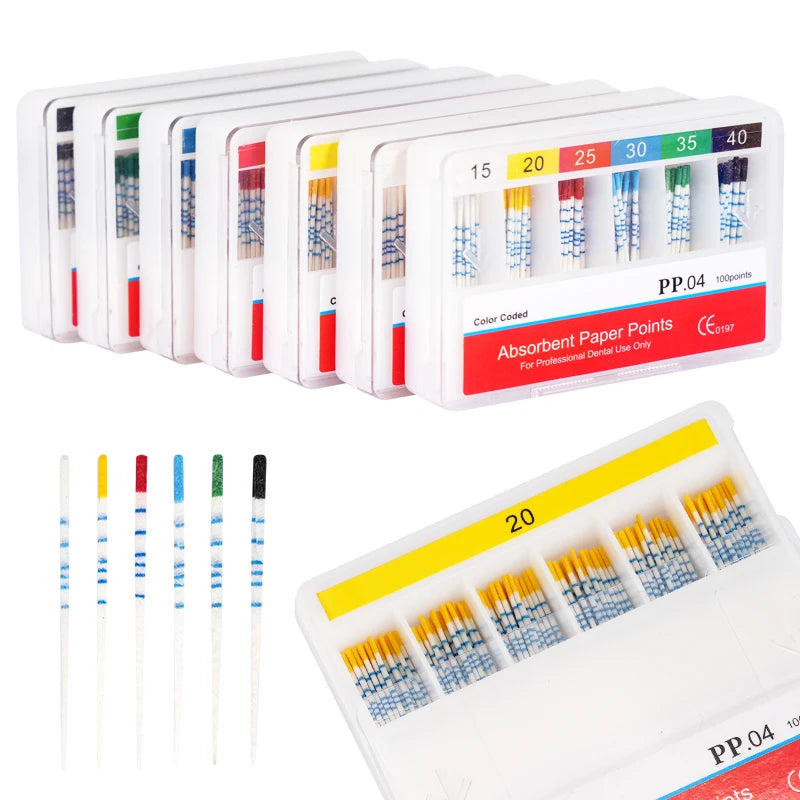 100PCS/box Dental Absorbent Paper Points  With Scale 15-40# Endodontics Absorbent Paper Cone Dental Clinics Consumables