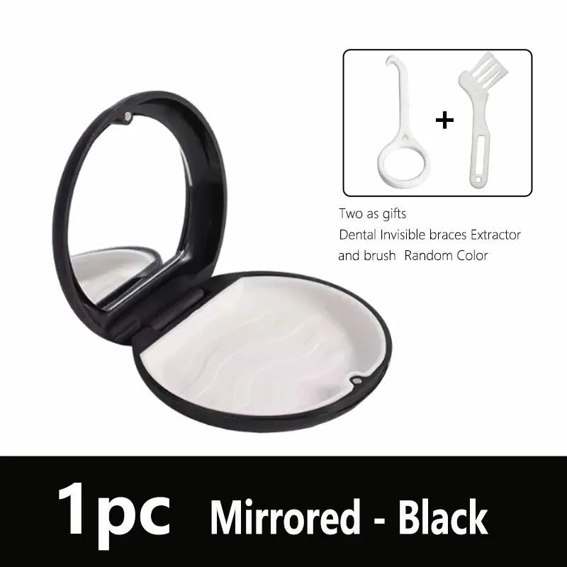 Oral Mouth Guard Aligner Braces Orthodontics Container Retainer Box Portable Travel False Denture Boxes Circular Magnetic Box