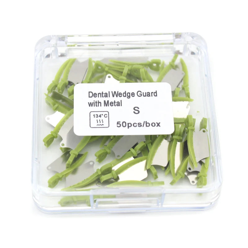 50Pcs/Box Dental Wedge Prime Teeth Interproximal Wedge Guard With Metal Plastic Wedge Knife With Dental Steel Matrix S/M/L