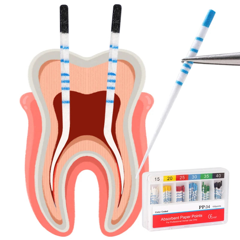 100PCS/box Dental Absorbent Paper Points  With Scale 15-40# Endodontics Absorbent Paper Cone Dental Clinics Consumables