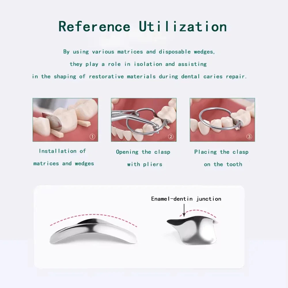 Kit Dental Saddle Contoured Metal Matrices Matrix Universal Kit with Spring Clip 1330