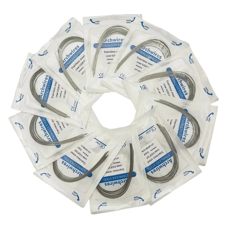 10pcs/bag Dental Orthodontic ArchWire Ti-Mo Alloy Archwire Natural Rect Upper Lower TMABeta Titanium Molybdenum Dentist Material