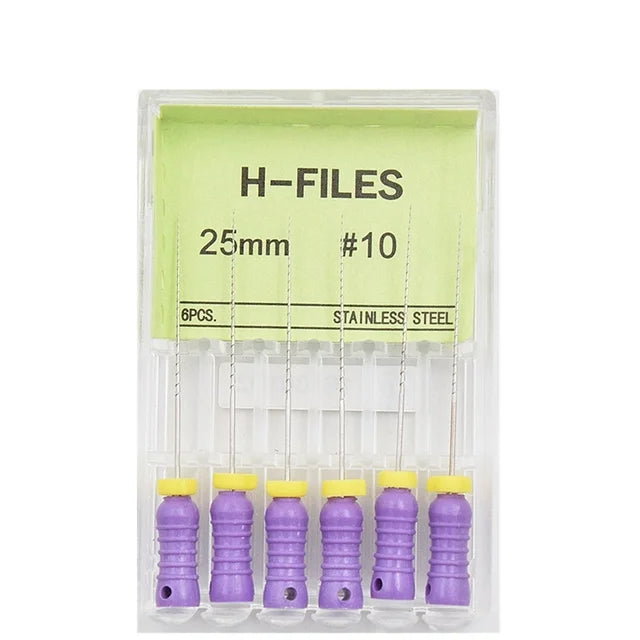 6Pcs/Box Dental Hand Use H Files Stainless Steel Endodontic Root Canal Files
