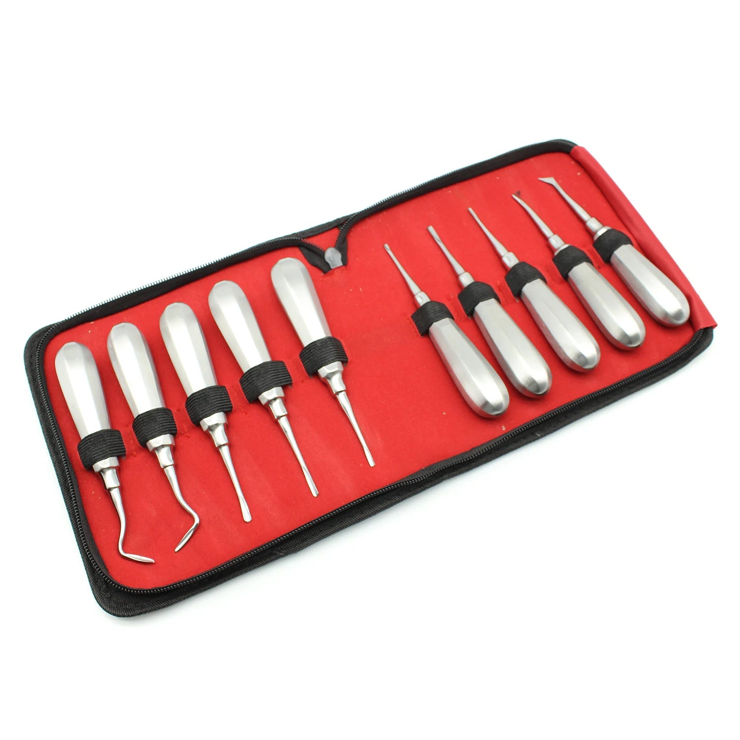 10pcs Dental Elevator Teeth Extraction Tooth Extracting Forceps Stainless Steel Curved Root Lift Elevator Dentist Surgical Tools
