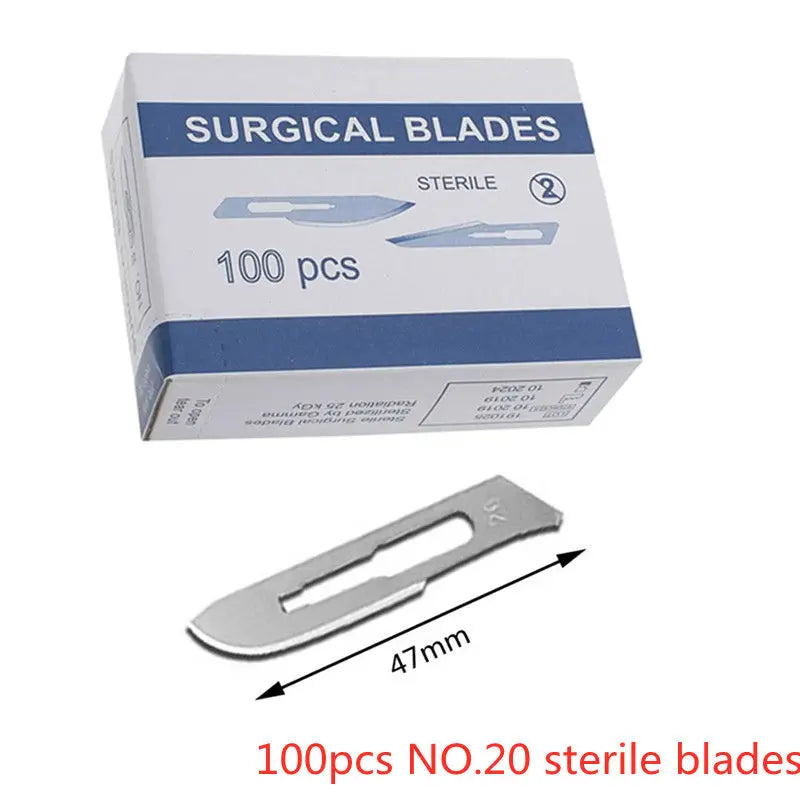100pcs Sterile Carbon Steel Surgical Blades for DIY Cutting Phone Repair Carving Animal Grooming Maintenance Scalpel Knife