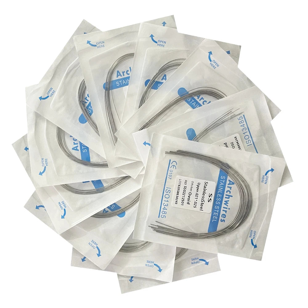 10pcs/pack Dental Orthodontic Stainless Steel Round/Rectangular Wire Ovoid Form Dentist Material Dental Arch Wire