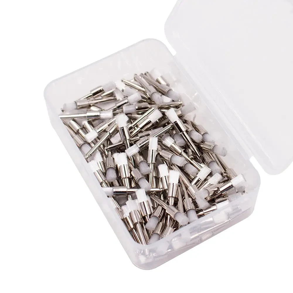 100pcs Dental Lab Nylon Latch Small Flat Polishing Polisher Prophylaxis Brushes Disposable Dental Care Brush Head