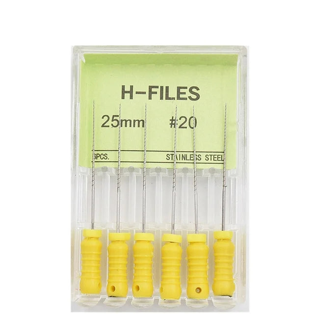 6Pcs/Box Dental Hand Use H Files Stainless Steel Endodontic Root Canal Files