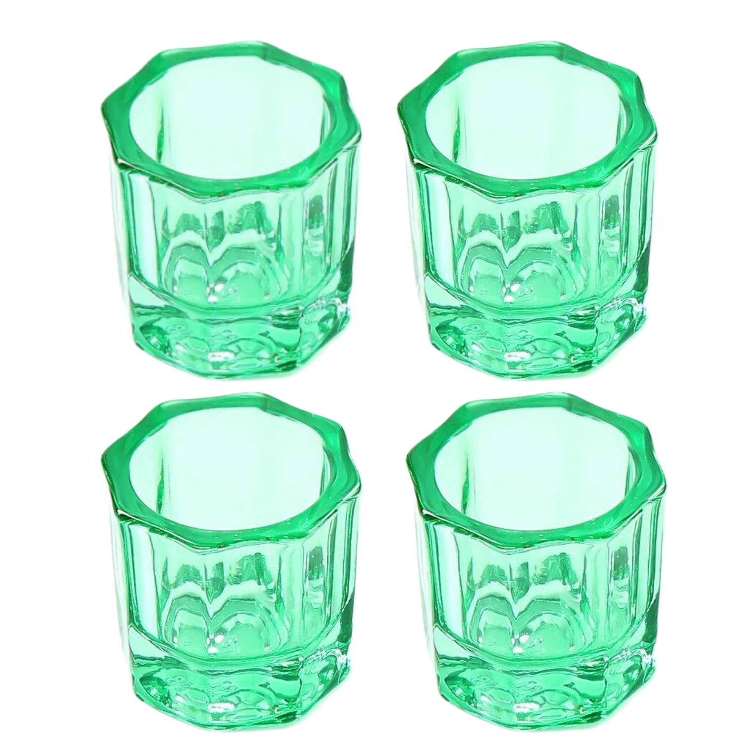 4Pcs/Pack Crystal Glass Dappen Dish Dental Mixing Bowls Liquid Nail Art Cup Octagonal Glassware Dentist Lab Tools