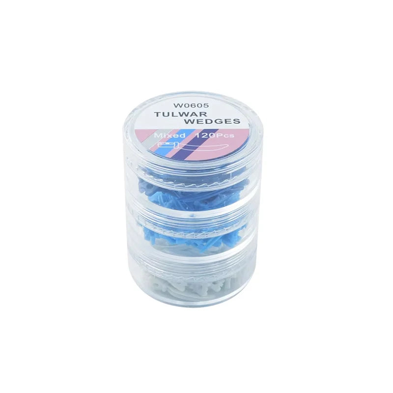 40pcs Dental Plastic Tulwar Wedges with Hole Tooth Gap Sectional Matrix Refill Disposable Oral Care Materials S/M/L