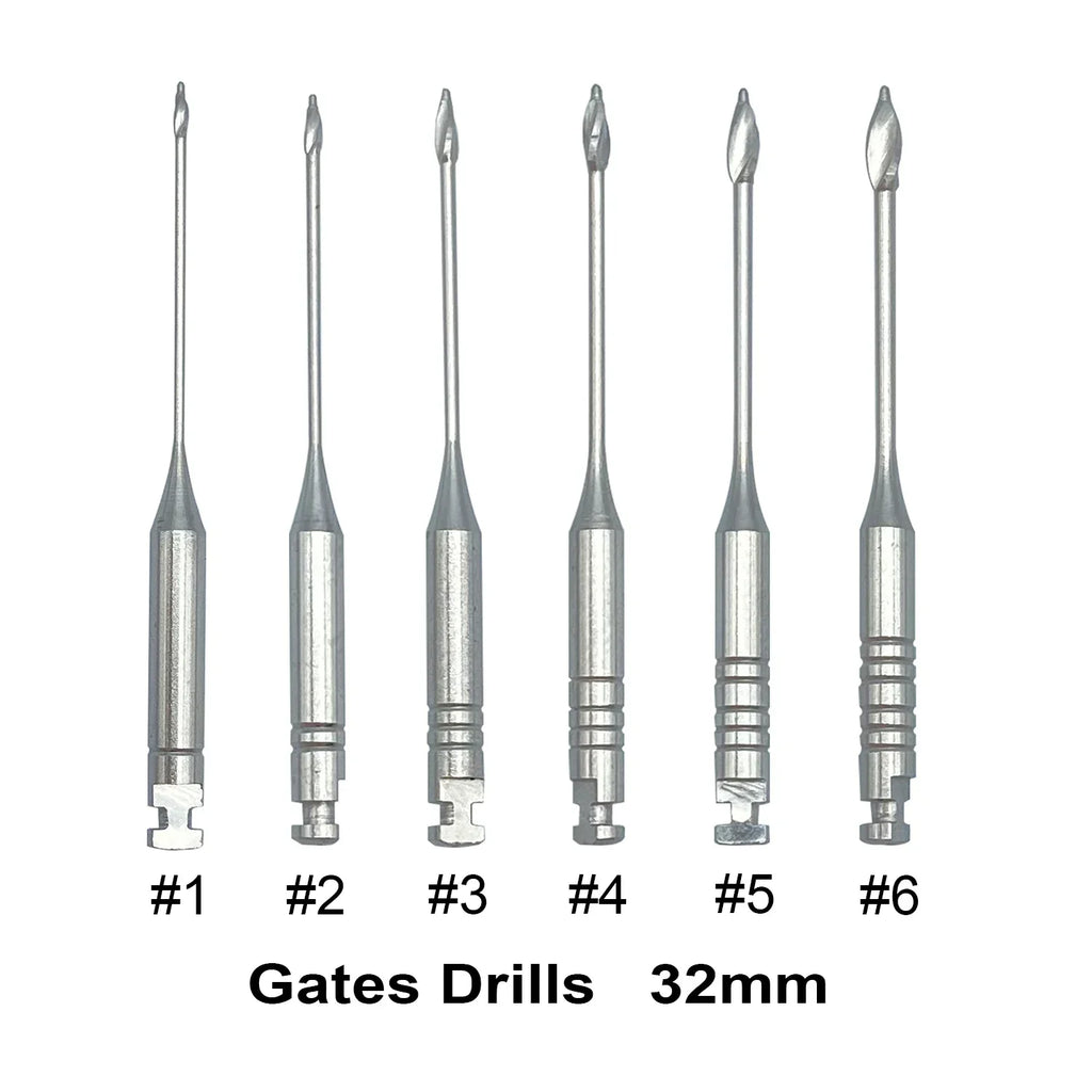 6Pcs/Pack Dental Endodontic Peeso Reamer Gates Drill Glidden Rotary 28mm 32mm Engine Use Stainless Steel Endo Files #1-6 Dentist