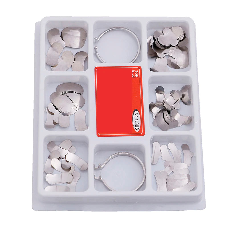 Kit Dental Saddle Contoured Metal Matrices Matrix Universal Kit with Spring Clip 1330