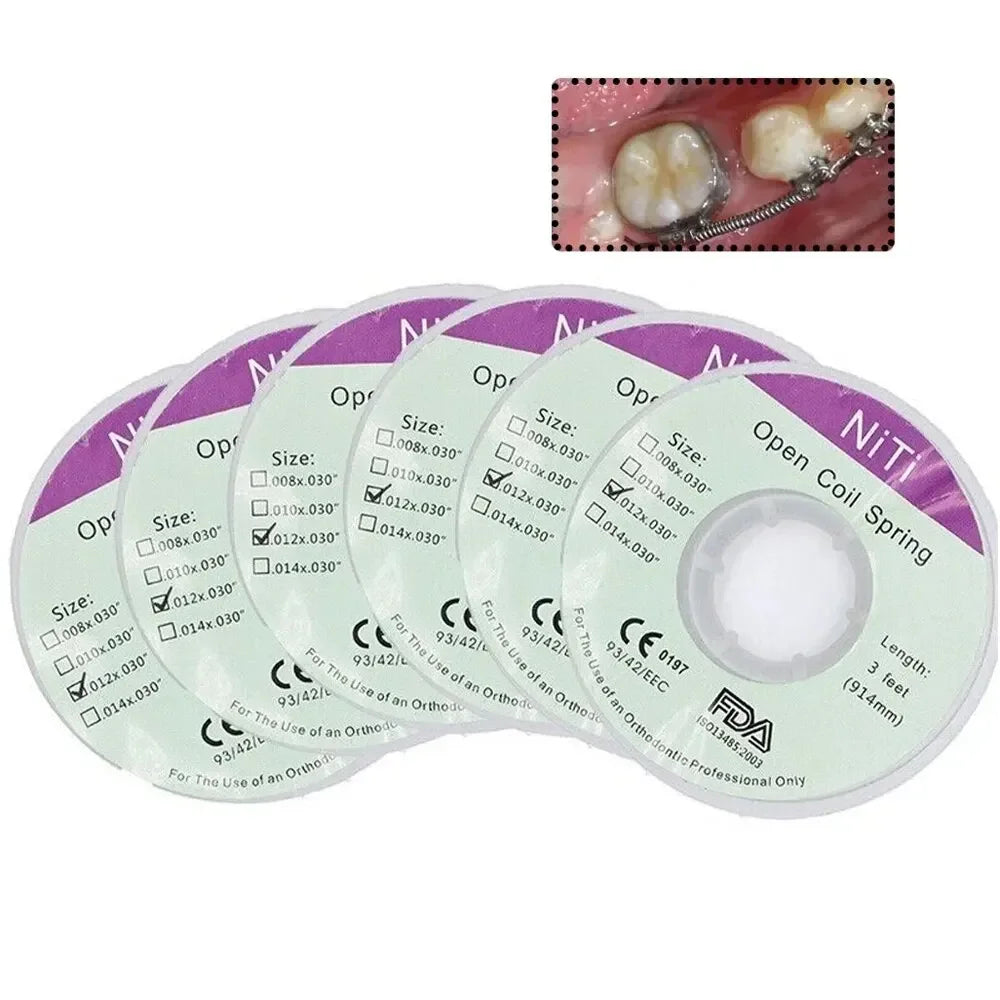 1Roll 3 Feet/914 Dental Orthodontic Niti Open Coil Spring Dental 0.008 0.010 0.012 0.014 Orthodontic Brackets Braces Archwires