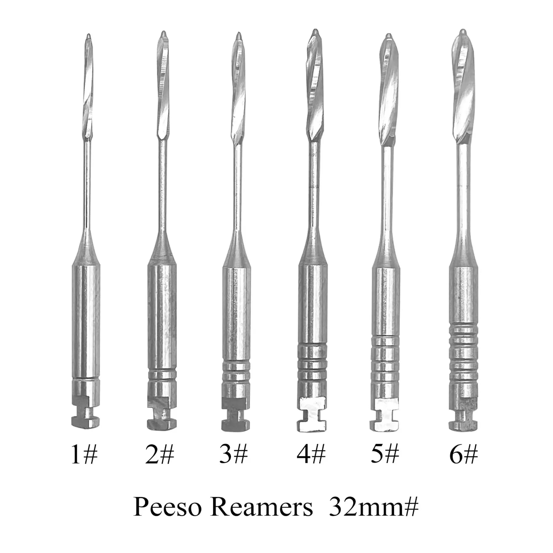 6Pcs/Pack Dental Endodontic Peeso Reamer Gates Drill Glidden Rotary 28mm 32mm Engine Use Stainless Steel Endo Files #1-6 Dentist