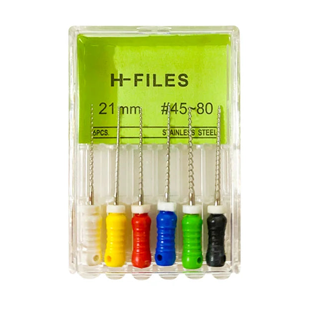 6Pcs/Box Dental Hand Use H Files Stainless Steel Endodontic Root Canal Files