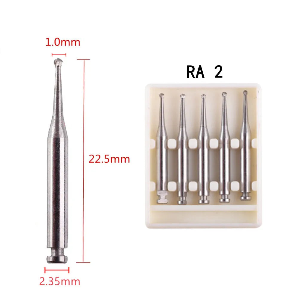 1Box Dental Tungsten Carbide Burs Low Speed Drill Round RA HP Latch Type For Dentistry Contra Angle/Straight Handpiece Cutter
