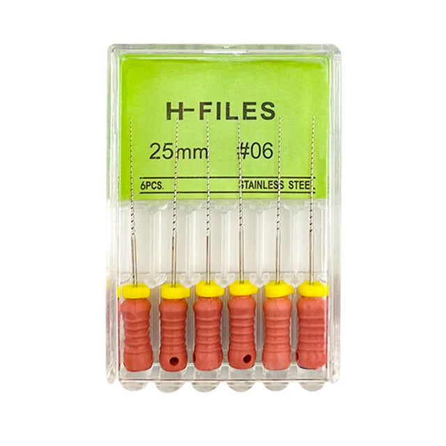 6Pcs/Box Dental Hand Use H Files Stainless Steel Endodontic Root Canal Files