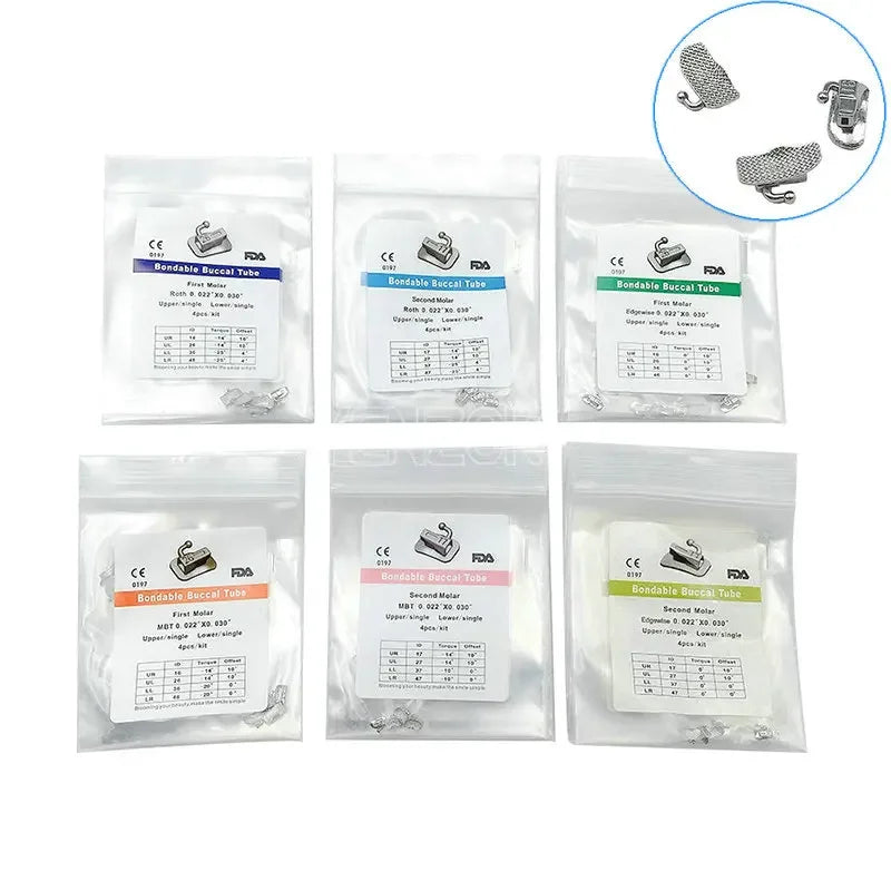 10 Bags Dental Bondable Buccal Tube Mesh Base Tubes Roth/MBT/Edgewise 0.022 Orthodontic Materials