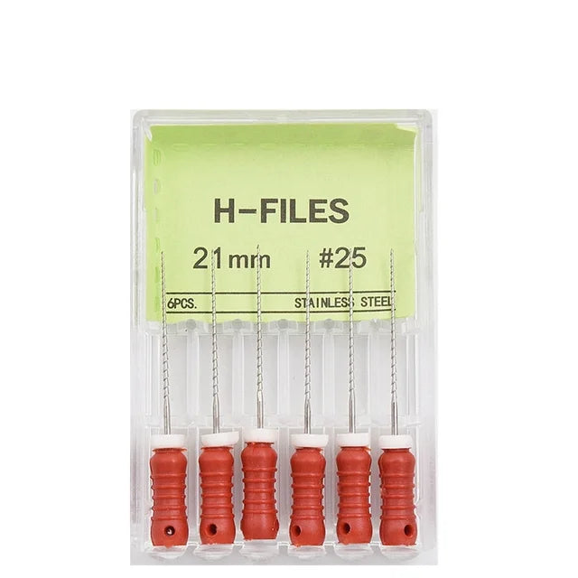 6Pcs/Box Dental Hand Use H Files Stainless Steel Endodontic Root Canal Files