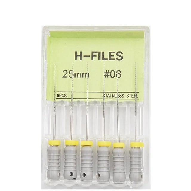 6Pcs/Box Dental Hand Use H Files Stainless Steel Endodontic Root Canal Files
