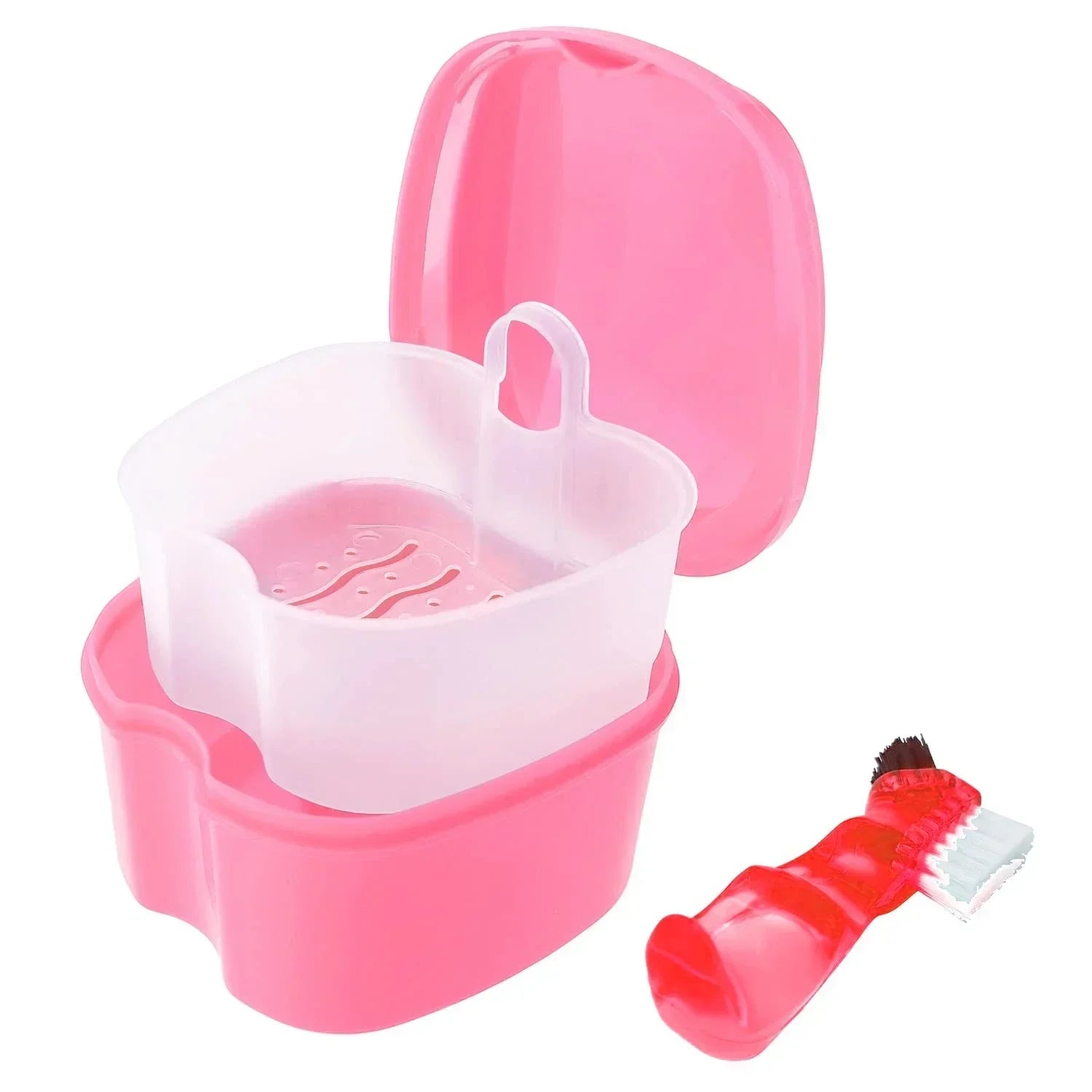 Denture Storage Box Case Denture Brush Set Dental Retainer False Teeth with Strainer denture cups soaking dentures Case