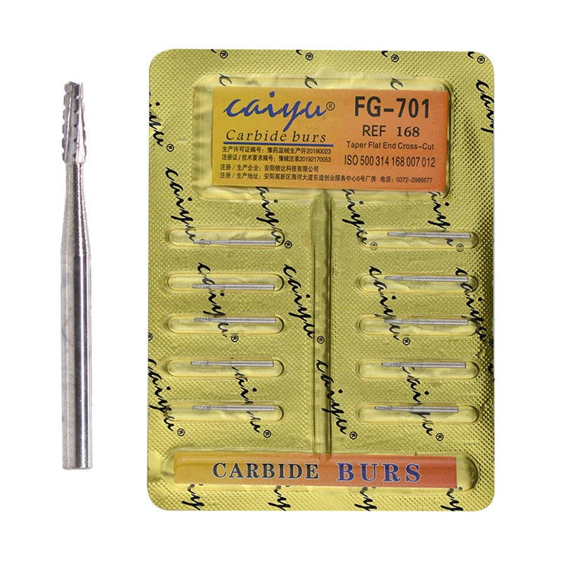 10 Pcs Dental Tungsten Steel Carbide Burs for High Speed Handpiece Bit Inverted Cone Bur/Fissure,10 Size Choosable