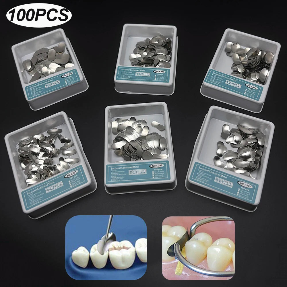 Kit Dental Saddle Contoured Metal Matrices Matrix Universal Kit with Spring Clip 1330