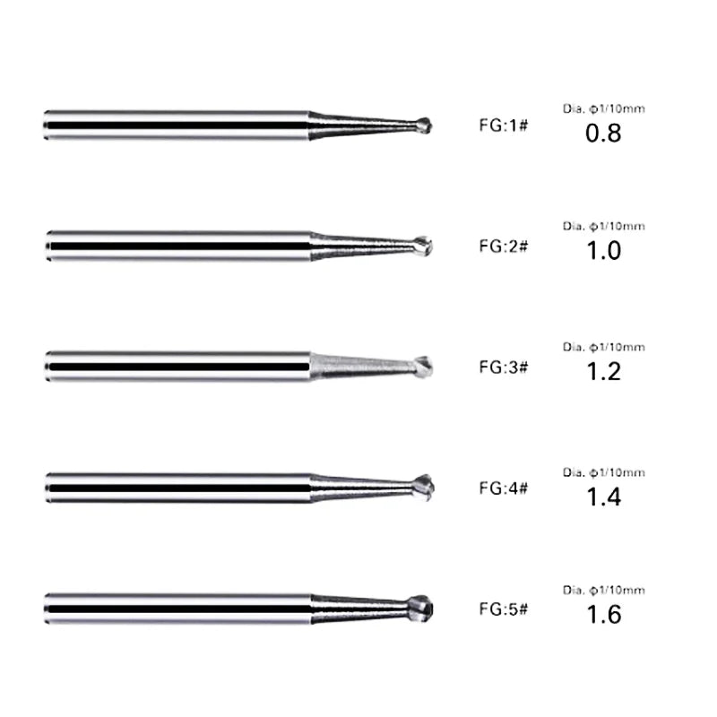 10 Pcs Dental Product Round Bur FG1--FG5 Dental Lab Tungsten Carbideor For High Speed Handpiece Dentistry Burs