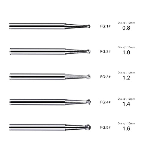 10 Pcs Dental Product Round Bur FG1--FG5 Dental Lab Tungsten Carbideor For High Speed Handpiece Dentistry Burs