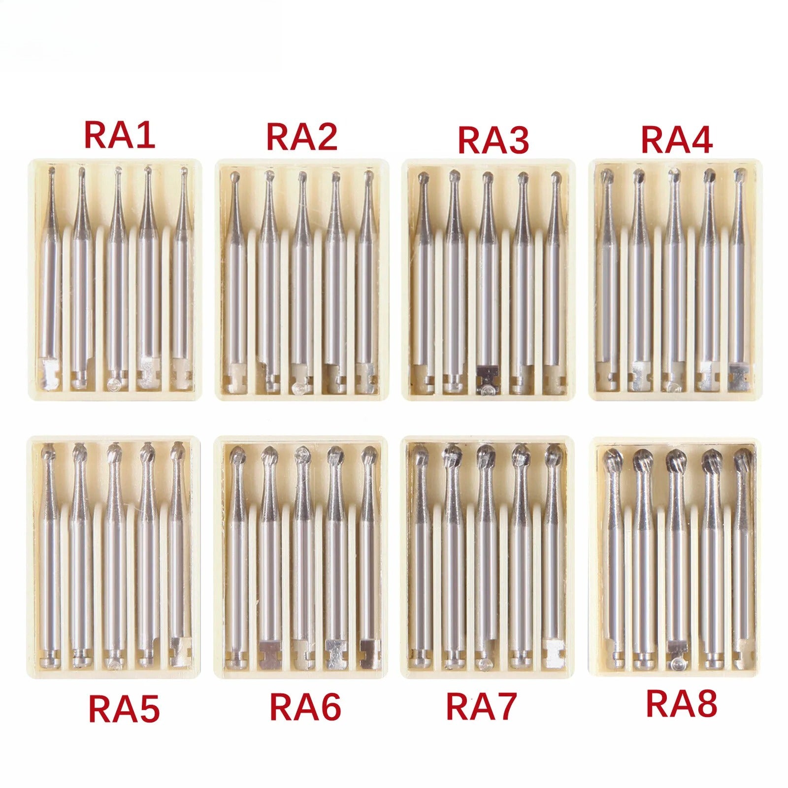 5PCS Dental Tungsten Carbide Burs RA For Slow Low Speed Contra Angle Handpiece Round Drill Bits Dentist Lab Polishing Cutter Bur