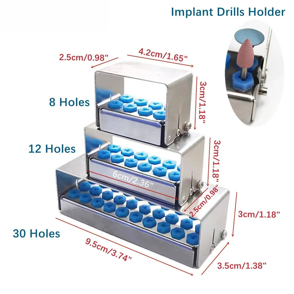 6/8/12/30 Holes Dental Scaler Tips Holder Implant Drills Organizer Bone Bur Block Box Disinfection Storage Case Stand Autoclave