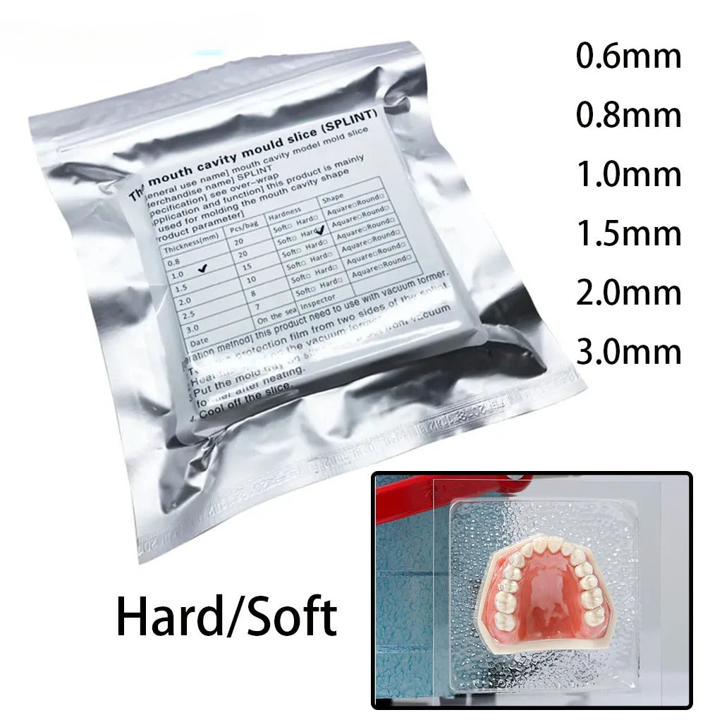 Dental Vacuum Forming Sheets Lab Splint Thermoforming Materials Hard Soft Orthodontic Retainer Slice Square 0.6/0.8/1.0/1.5mm