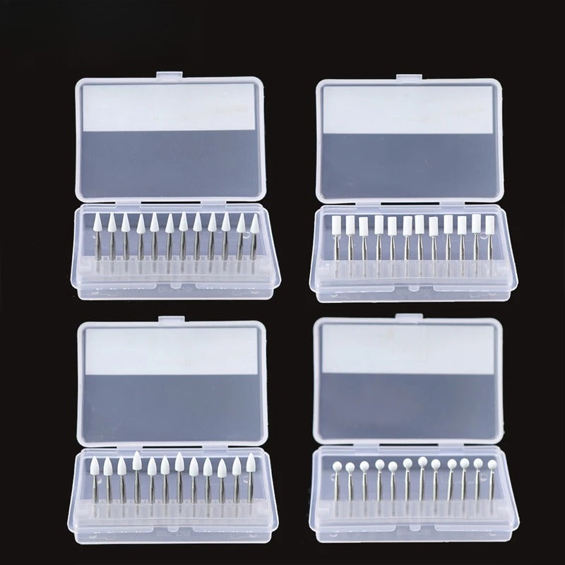 Dental Polishing White Stone Burs Cone/Flame/Round Shape Abrasion Bur Fit For High Speed Handpiece 1.6mm Dentistry Material