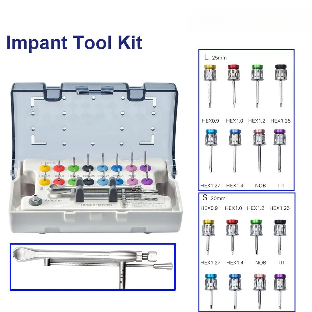 Dental Implant Restoration Tool Kit Dental Tool Box Dental Universal Implant Torque Screwdrivers Wrench 10-70NCM Dentist Tools