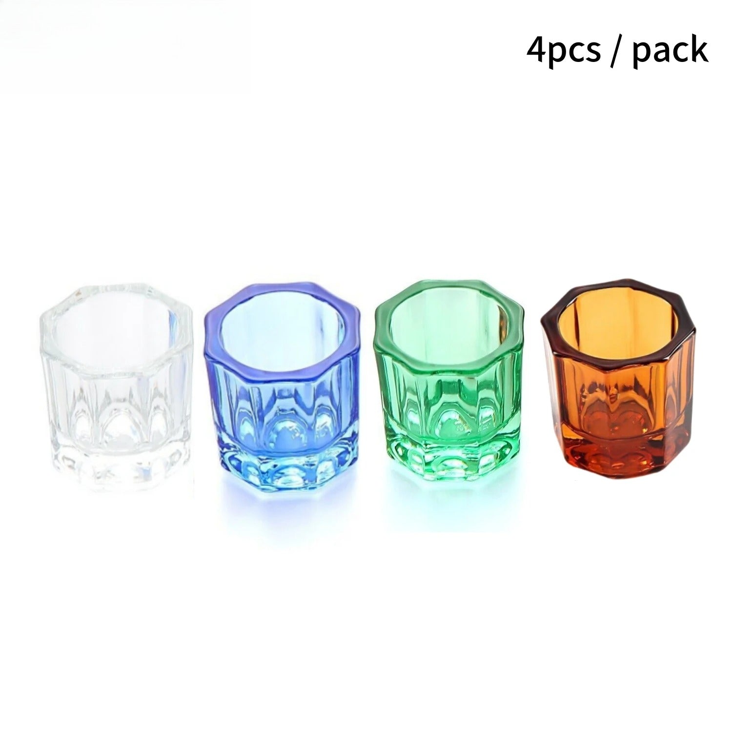 4Pcs/Pack Crystal Glass Dappen Dish Dental Mixing Bowls Liquid Nail Art Cup Octagonal Glassware Dentist Lab Tools