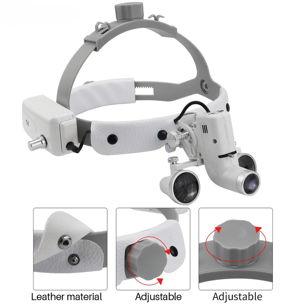 2.5X/3.5X  Dental LED Light Lamp Binocular Loupes Brightness Spot Adjustable Dental Lab 5W Headlamp For Surgical Headlight