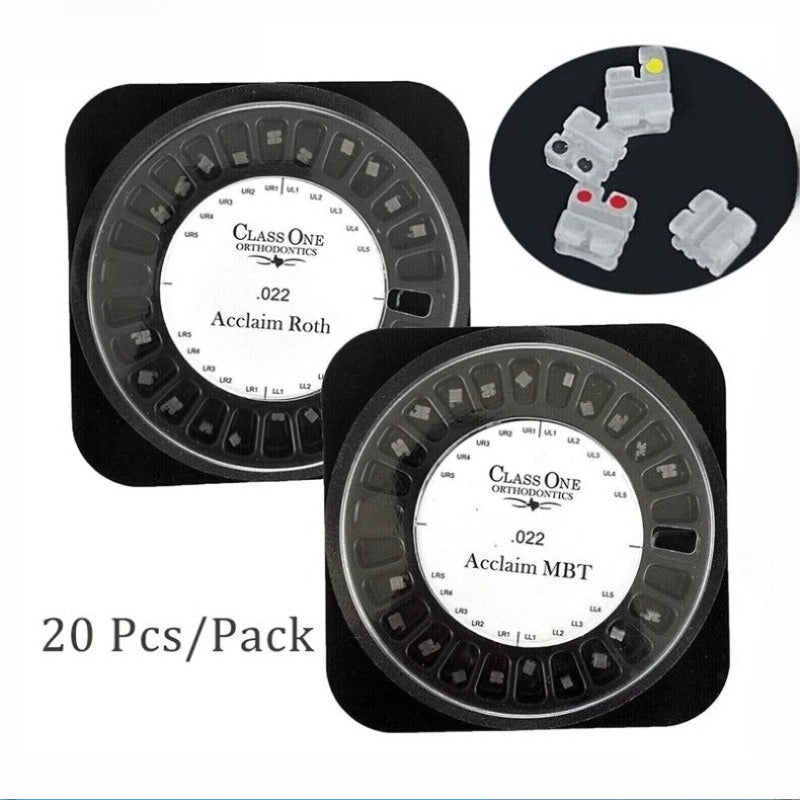 20 Pcs/Pack Dental Ceramic Braces Orthodontics Brackets Roth MBT .022 Slot Hooks 345/3 Dentistry Teeth Alignment Material