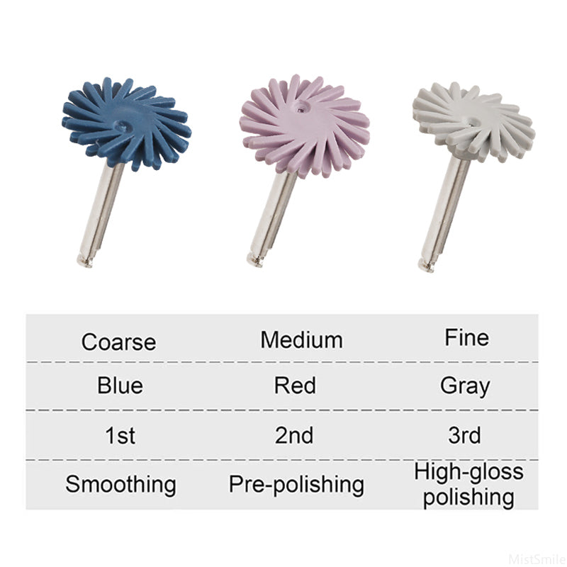 6Pcs/Set Dental Rubber Polisher Composite Resin Polishing Discs Diamond System Burs RA Dentistry Polish Wheel Spiral Flex Tools