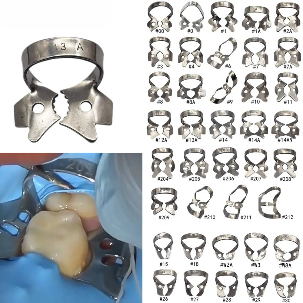 1Pc Dental Rubber Dam Clamps Endodontic Restorative Barrier Clips Stainless Steel Frame Holder for Molar Teeth Dentist Material