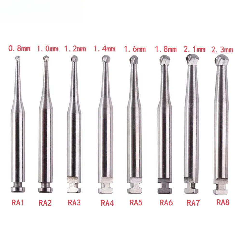 5PCS Dental Tungsten Carbide Burs RA For Slow Low Speed Contra Angle Handpiece Round Drill Bits Dentist Lab Polishing Cutter Bur